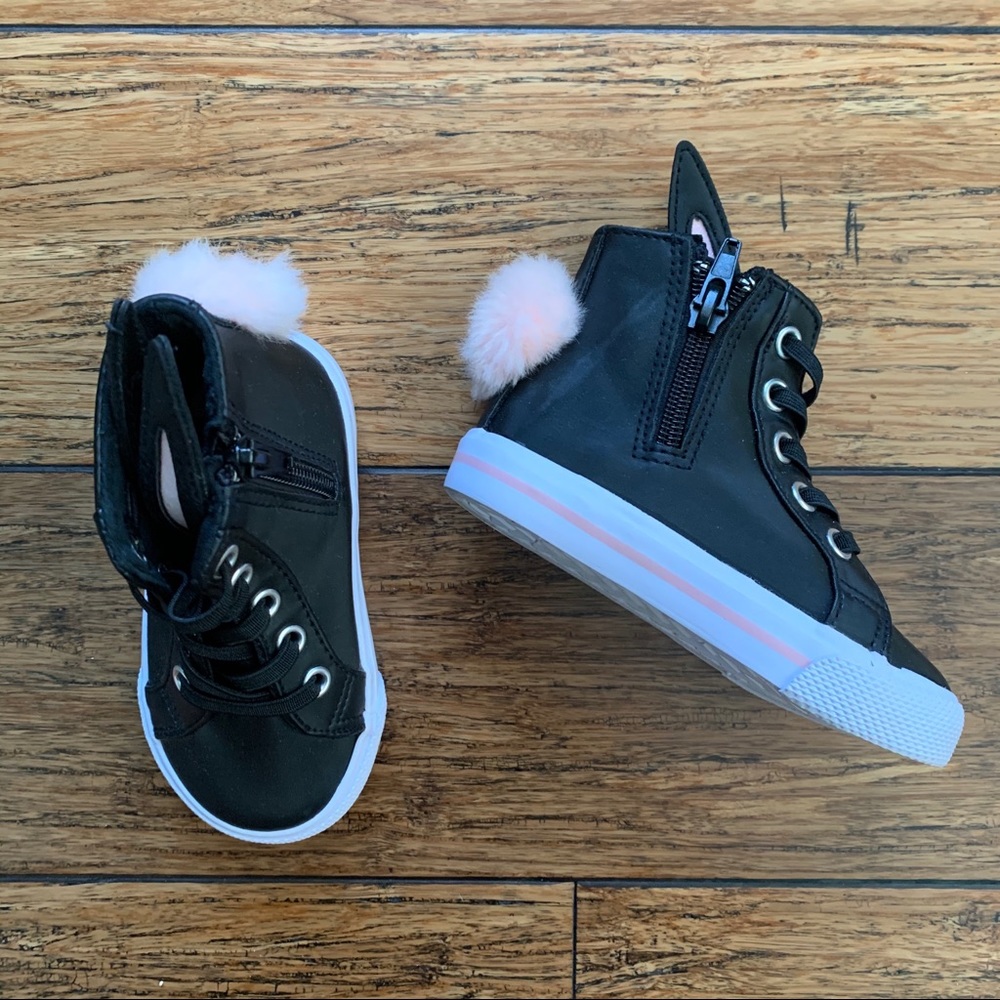 Trash - Black High Top Bunny Ear Zipper Sneakers